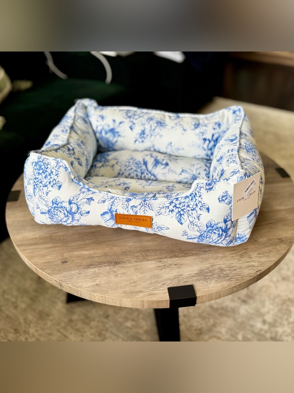 Laura Ashley Blue and White Floral Pet Bed